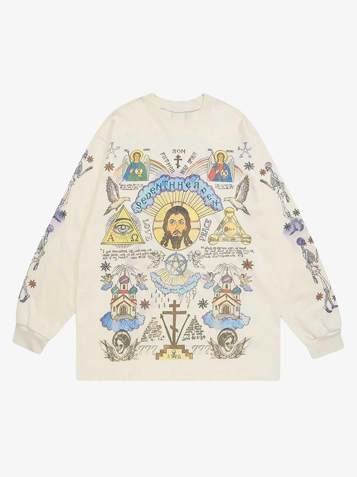 Men's Graffiti Print Long Sleeve Streetwear T-Shirt