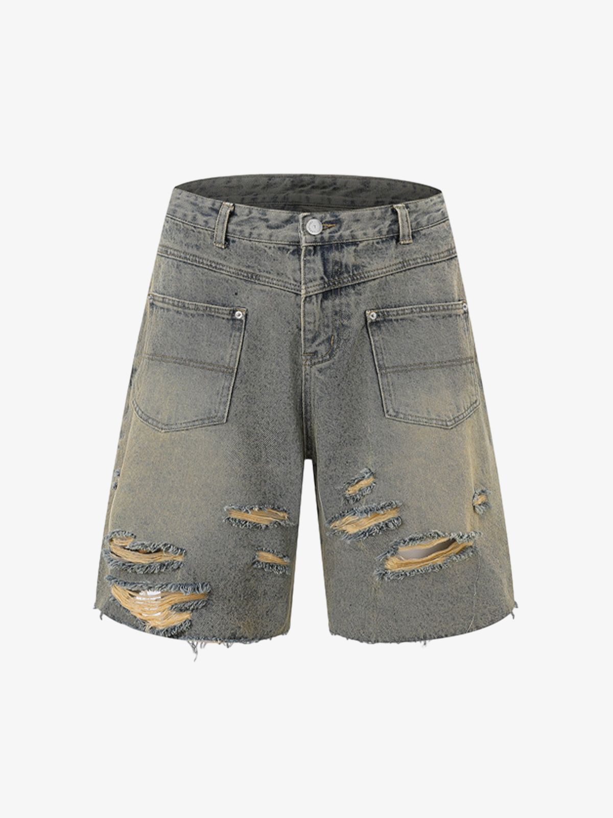 Men's Ripped Distressed Denim Jacket and Pants Set