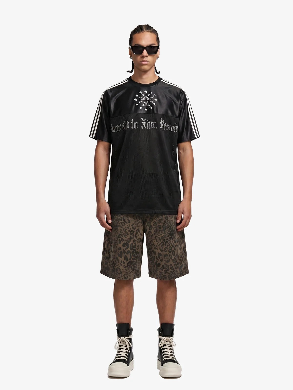 Revelse™ Leopard Print Wide-Leg Denim Shorts