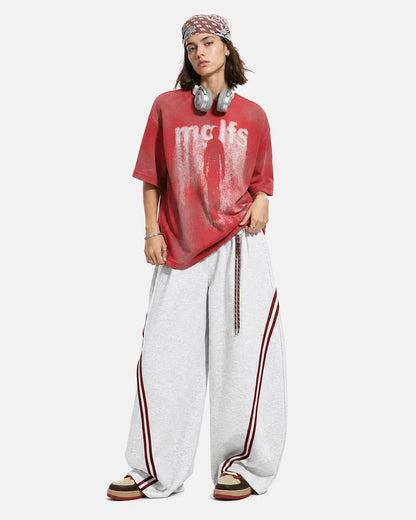 Grunge Graphic Waffle Knit T-Shirt