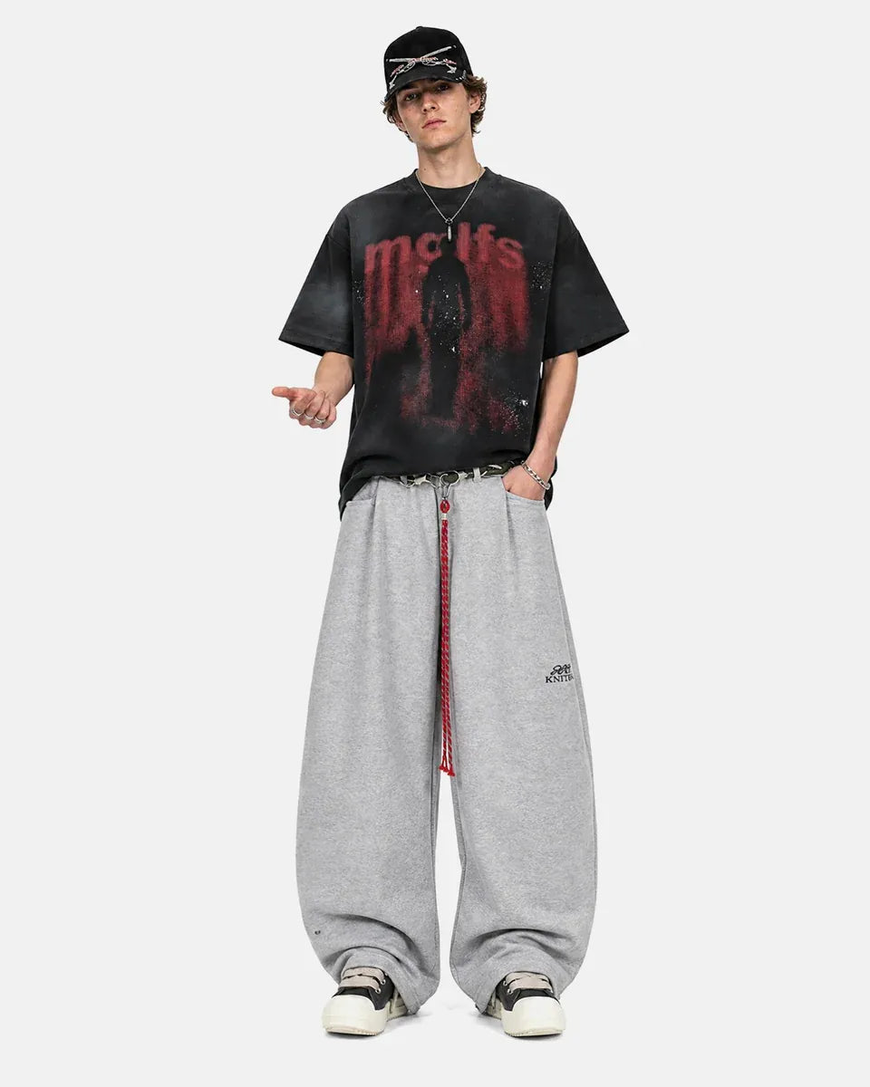 Grunge Graphic Waffle Knit T-Shirt