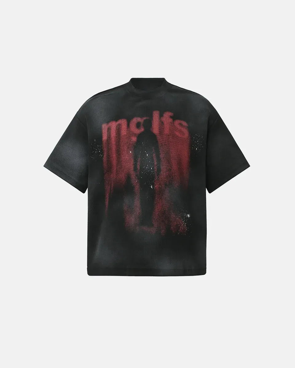 Grunge Graphic Waffle Knit T-Shirt
