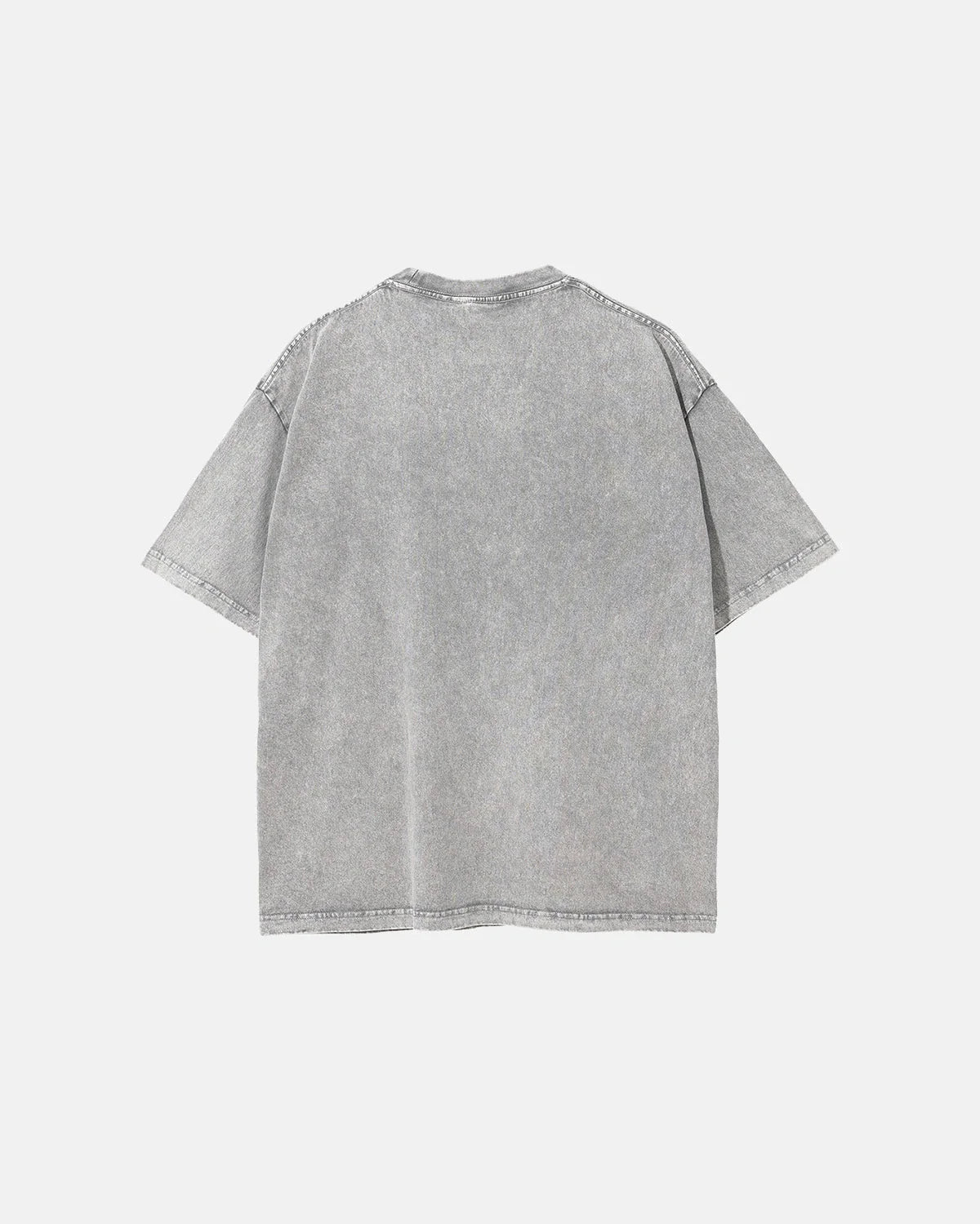 Oversized grey graphic T-shirt styled with a relaxed streetwear fit