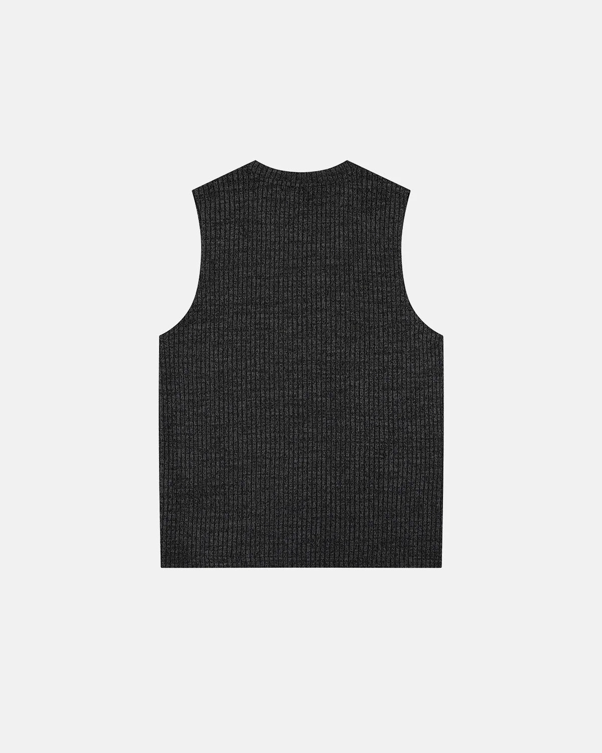 Close-up of embroidery detail on knit tank top