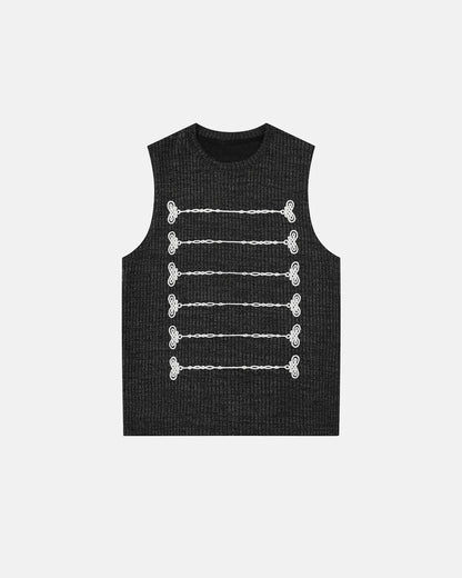 Embroidered Knit Tank Top for Everyday Streetwear