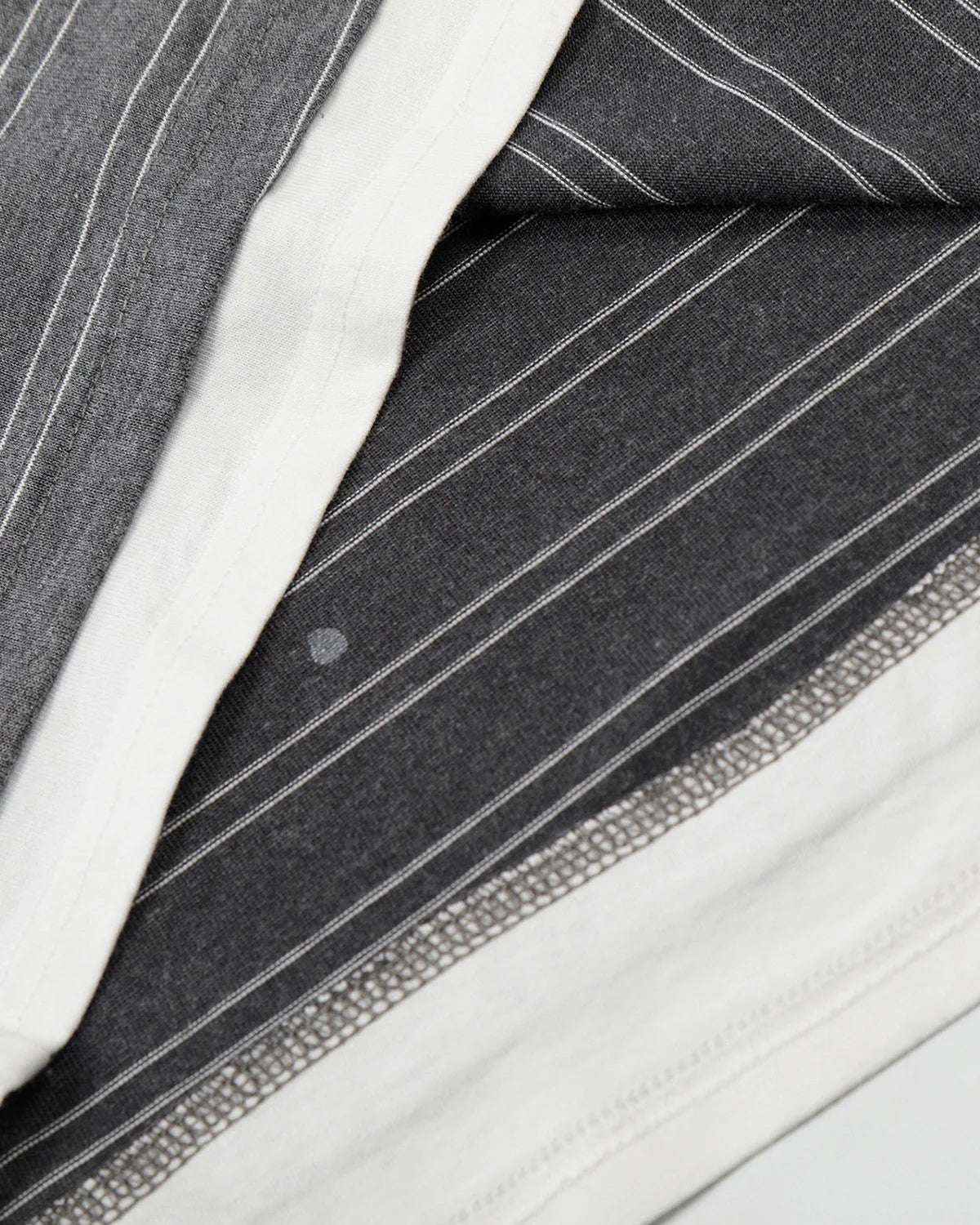 Back detail of striped Henley T-shirt with clean casual finish