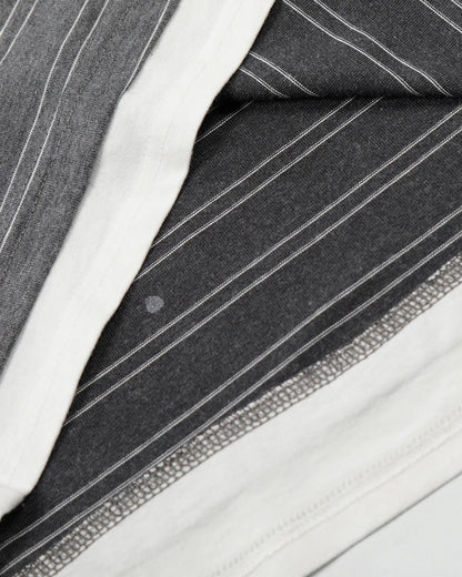 Back detail of striped Henley T-shirt with clean casual finish