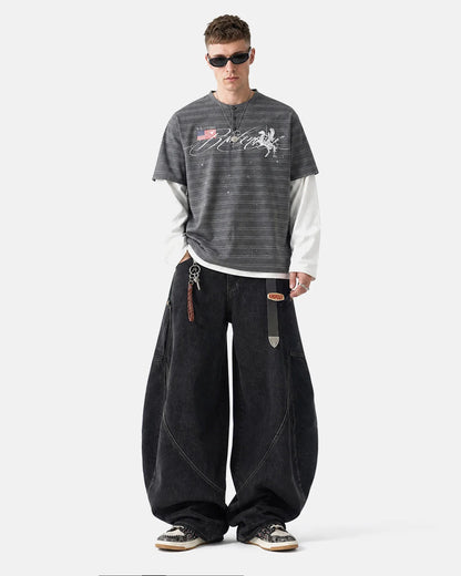 Relaxed fit layered Henley T-shirt styled for everyday casual wear