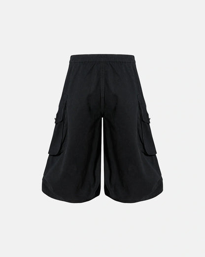 Men's washed cotton cargo shorts full-length product view
