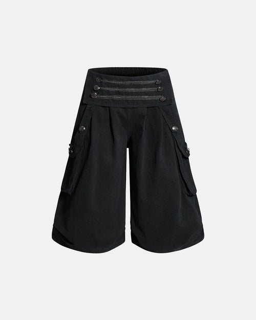 Men's longline cargo shorts in washed cotton, front view