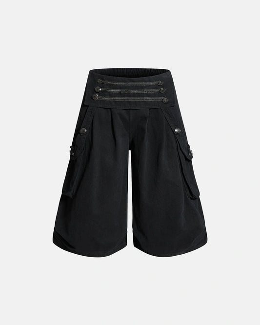 Men's longline cargo shorts in washed cotton, front view