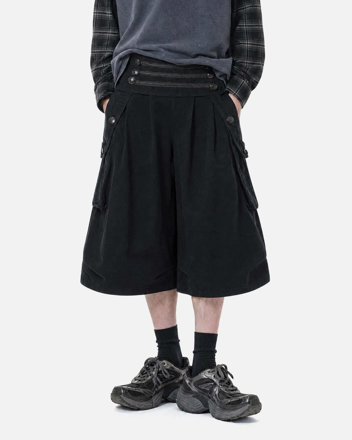Men's cargo shorts shown from angled front view