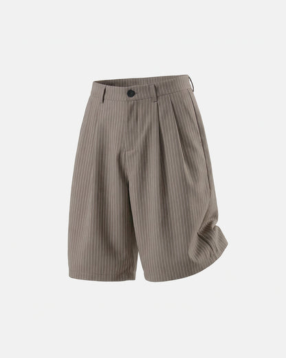 Back view of men's pinstripe tailored shorts
