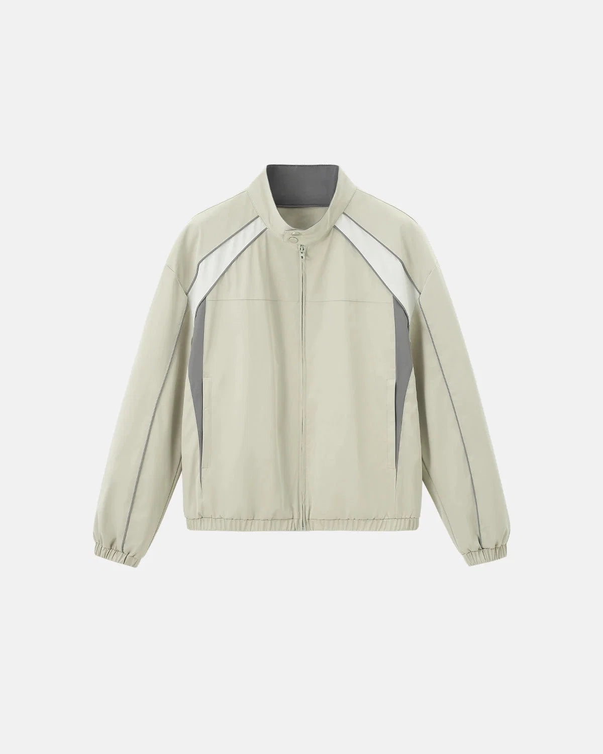 Reflective windbreaker jacket paired with casual everyday clothing
