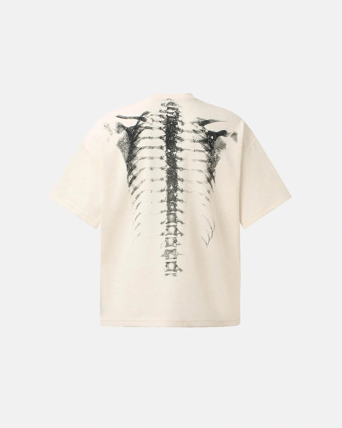 Relaxed hemline of the waffle knit boxy T-shirt