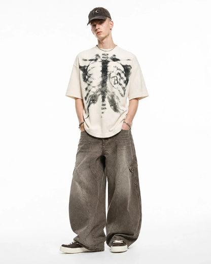 Ribcage graphic waffle knit T-shirt styled for everyday wear