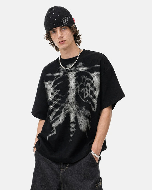 Ribcage graphic waffle knit T-shirt shown from the front