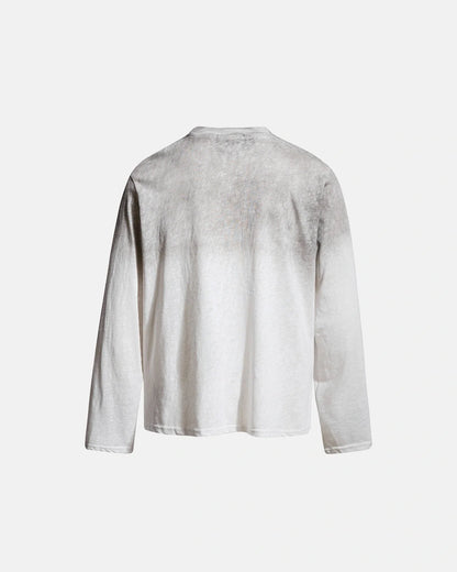 Front view of a washed cotton music graphic long sleeve T-shirt