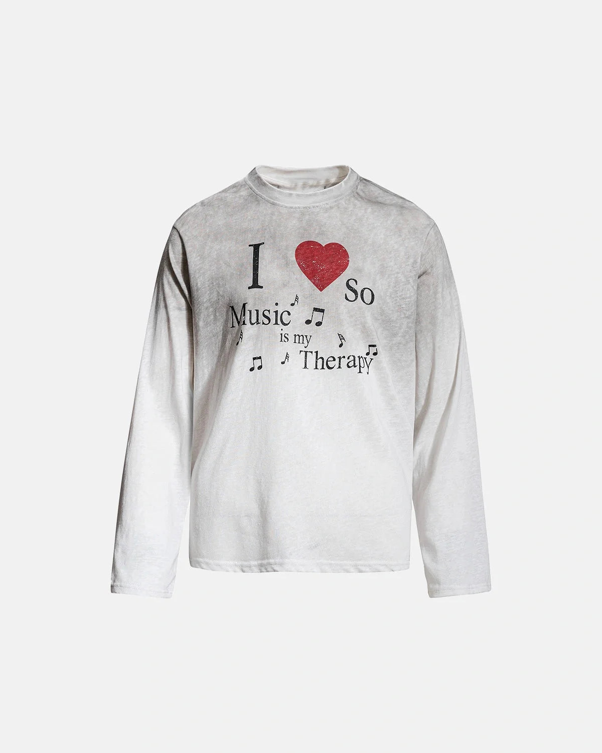 Washed cotton long sleeve T-shirt with a music graphic on the front